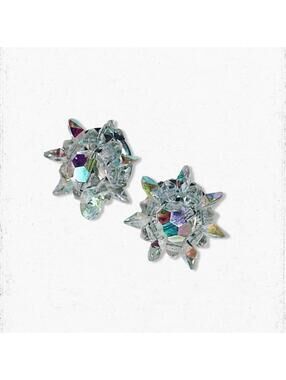 5988gc. Aurora Borealis Vintage CLIP ONs